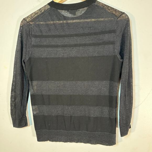 Theory linen blend‎ semi sheer striped top woman’s S GUC neutral capsule - Picture 11 of 11